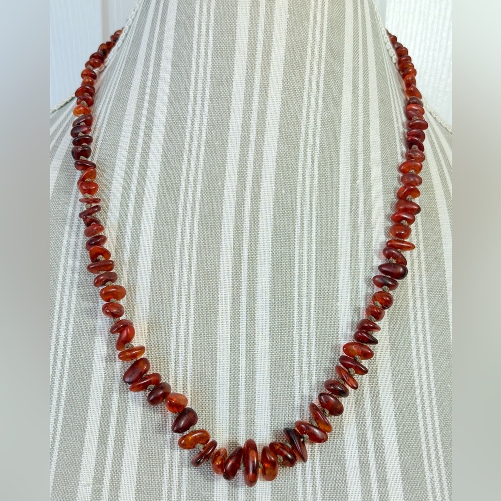 Vintage Amber Necklace 13” Drop